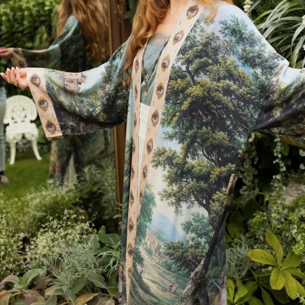 ⭐️New✨ Market of Stars Mythmaker Opera Duster Vintage Art Soft Kimono Robe - Picture 11 of 15